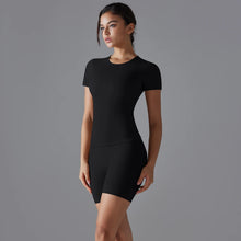 Load image into Gallery viewer, Yoga Set Women Sports Short Sleeve Top With High Waist Leggings Running Jogging Workout Clothes Sports Fitness Gym Sets
