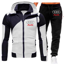 Load image into Gallery viewer, Tracksuit Audi Car Logo Print Sportswear 2 Pieces Sets Warm Fleece Clothing Hooded Sweatshirt+Pants Sport Suit Audi Men Clothing

