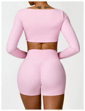 Load image into Gallery viewer, Summer 2PCS Yoga Suit Sports Set Women Quick-Dry Gym Set Women Tracksuit Running Workout Long Sleeve Sports Shirt Yoga Clothing

