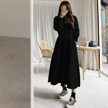 Load image into Gallery viewer, Hooded Mid-Calf Sweatshirt Dress for Autumn Winter
