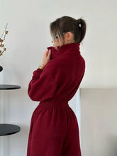 Load image into Gallery viewer, Jumpsuit Women 2026 New Fashionable Long Sleeved Jumpsuit for Women's Casual Half Open Collar Elastic Waist Jumpsuit

