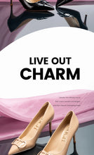 Load image into Gallery viewer, Black Patent T Strap Heels
