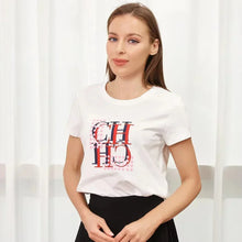 Load image into Gallery viewer, Luxury Embroidered Cotton Summer Tee
