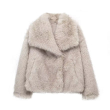 Load image into Gallery viewer, HH 2024 Women 's Vintage Soild Faux Fur Coat Turn-down Collar Long Sleeve Warm Plush Wool Coats Lady Winter Autumn Outwear
