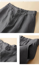 Load image into Gallery viewer, Women's Shorts Cotton Linen High Waisted Short Pants Casual Loose Solid Purple Button Summer Shorts for Women
