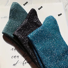 Load image into Gallery viewer, Metallic Knit Mid Calf Socks
