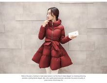 Load image into Gallery viewer, 2023 New Fashion Winter Coats Women Warm Outerwea Cotton Padded Jackets Womens Clothing Belt Zipper Parkas Femme A-word Jacket
