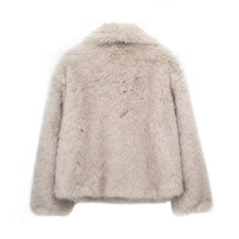Load image into Gallery viewer, HH 2024 Women 's Vintage Soild Faux Fur Coat Turn-down Collar Long Sleeve Warm Plush Wool Coats Lady Winter Autumn Outwear
