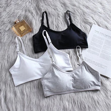 Load image into Gallery viewer, Cotton Sports Training Bras Casual Back Buckle Teenage Lingerie No Steel Rings Sports Bra Elastic Breathable Student Underwear
