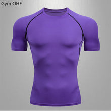 Load image into Gallery viewer, Gym Fitness T Shirt Men's Short Sleeve Summer Boxing Jersey Legging Men Rashguard Compression Pants Quick Dry Tight T-Shirts Men
