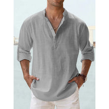 Load image into Gallery viewer, New Cotton Linen Shirts for Men Casual Shirts Lightweight Long Sleeve Henley Beach Shirts Hawaiian T Shirts for Men Streetwear
