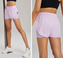 Load image into Gallery viewer, Yoga Shorts Sports Fitness Shorts High Waist Running Fake Two Pieces Anti-Shine Shorts Women's Double Layer Training Leggings
