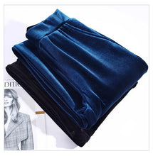 Load image into Gallery viewer, Women's pants with many reviews flared pants ice silk pants wide leg pants, high waisted blue loose straight leg pants 6XL
