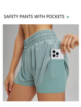 Load image into Gallery viewer, Yoga Shorts Sports Fitness Shorts High Waist Running Fake Two Pieces Anti-Shine Shorts Women's Double Layer Training Leggings
