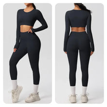 Load image into Gallery viewer, Yoga Gym Set Women Sports Impact Longline Strappy Top Fitness Overalls Sets Womens 2 Piece Sportswear Woman Gym Leggings Solid
