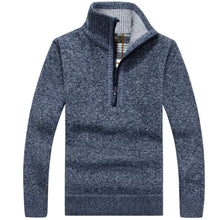 Load image into Gallery viewer, Men's Fleece Thicker Sweater Half Zipper Turtleneck Warm Pullover High Quality Male Slim Knitted Wool Sweaters For Spring
