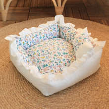 Load image into Gallery viewer, Pet Dog Lace Bed Cat Bed Cute Puppy Square Sleeping Cushion Bed Cat Sofa Warming Dog Nest with Pillow Washable Pet Bed S~L

