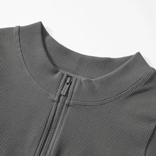 Load image into Gallery viewer, Yoga Shirt Woman Autumn Winter Ribbed Long Sleeve Sports Top Running Training Fitness Top Shockproof Zipper Yoga Tops Women
