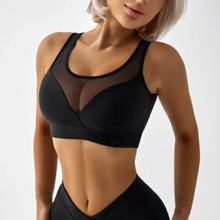 Load image into Gallery viewer, Women's Fitness Yoga Set Nude Mesh Splicing Bra with High-Waisted Leggings Cross-Border Fishing Net Design for Comfortable Wear

