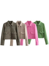 Load image into Gallery viewer, HH Jackets For Womens Autumn Fashion Solid Front Pockets Button Long Sleeve Jacket Elegant Woman Casual Outerwear Coat
