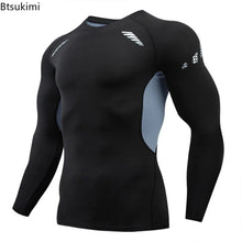 Load image into Gallery viewer, Gym Sports T-shirts for Men Long Sleeve Tights Boxing Sportswear Breathable Quick Dry Fitness Tops Male Outdoor Training Clothes
