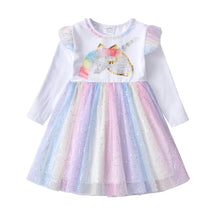 Load image into Gallery viewer, Unicorn Sequin Gradient Girls Dress
