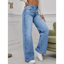 Load image into Gallery viewer, Spring and Autumn New Sky Blue Jeans for Women, Water Washed, Loose, Casual, Wide Legs, Comfortable, Vintage Pants
