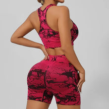 Load image into Gallery viewer, Women Seamless Tie Dye Yoga Set Quick Dry Sports Bra Shorts Lightweight Breathable Workout Outfit
