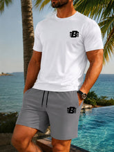 Load image into Gallery viewer, Men's 2-Piece Tracksuit Casual Sportswear Set Short Sleeve T-Shirt + Shorts Quick Dry Breathable Gym Fitness Running Outfit
