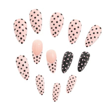 Load image into Gallery viewer, Medium long fake nails for women girls pink white black red blue brown polka dots design almond ballet tips press on false nail
