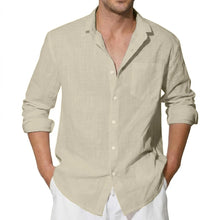 Load image into Gallery viewer, Men's Long Sleeve Cotton Shirts Luxury Linen T Shirts Breathable Elegant TShirts Men's Shirts for Men Hawaiian Tshirt Lapel Tee
