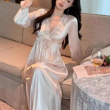 Load image into Gallery viewer, Female Long Nightdress Retro French Court Style Princess Nightgown Sleepwear Spring Summer Loose Rayon Home Clothes Lounge Wear

