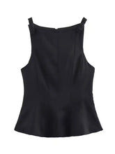 Load image into Gallery viewer, Summer Women Vintage Black Cropped Tops Bow Slim O Neck Sleeveless Off Shoulder Tank Tops Trend Female Casual Chic Vest Top
