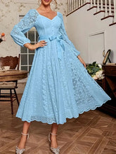 Load image into Gallery viewer, Elegant Party Dress For Woman Evening Prom Dresses Lace Long Gown V Neck Maxi Dress White Pink Floral Lace A Line Balloon Sleeve
