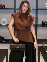 Load image into Gallery viewer, HH Woman's Summer Casual Asymmetrical Tops 3 Color Solid O-Neck Sleeveless Back Zipper Women New Fashion Slim Tops Mujer
