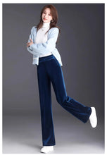 Load image into Gallery viewer, Women's pants with many reviews flared pants ice silk pants wide leg pants, high waisted blue loose straight leg pants 6XL

