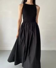 Load image into Gallery viewer, Female Fashion Style Dress New Summer Simple Elegant Black Long Dresses For Women Round Neck Sleeveless High Waist Temperament
