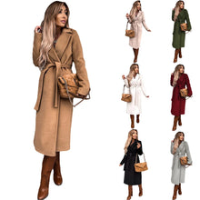 Load image into Gallery viewer, European and American Autumn and Winter Coats for Women's Clothing Solid Color Lapel Long Sleeved Woolen Women's Coats Simple St
