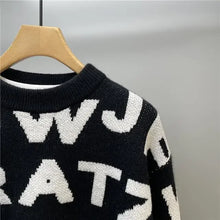 Load image into Gallery viewer, Sweater Men's Clothing Winter Full-print Letter Jacquard Loose Thickened Design Round Neck Top Trendy American Style Sweater
