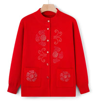 Load image into Gallery viewer, Women Winter Coats Vintage Printed Knitted Cardigan Sweater Female Jacket Spring Autumn Outerwears Top Wool Knitwear Coat
