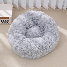Load image into Gallery viewer, 1PC comfortable striped plush pet bed, suitable for cats and dogs,warm,deep sleep round nest,filling,gray,soft,indoor
