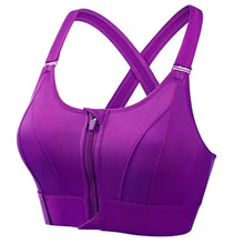 Load image into Gallery viewer, Sports Bras For Women Front Zipper Adjustable Strap Shockproof Elastic Fitness Athletic Brassiere Slim Yoga Crop Top
