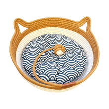 Load image into Gallery viewer, Pet Cat Bed Round Hand Woven Rattan Wear-resistant Cat Bed Summer Pet Bed Indoor Sleeping House Pet Products Accessories
