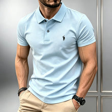 Load image into Gallery viewer, Men Solid Color Polo Shirt Regular Fit Business Casual Short Sleeve Tops With Small Horse Embroidery Chest Print
