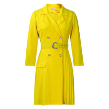 Load image into Gallery viewer, Pleated Notched Collar Midi Dress
