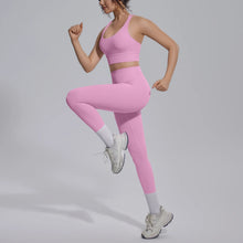Load image into Gallery viewer, New Yoga Set for Woman Summer Gym Sports Running Bra Top Breathable Peach Buttocks Women Leggings Solid Color Yoga Set
