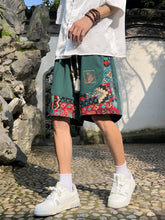 Load image into Gallery viewer, Men's ethnic embroidery pattern shorts with pockets, summer casual drawstring shorts, suitable for outdoor and beach casual wear
