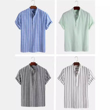 Load image into Gallery viewer, Modern Linen Stripe Shirt Men
