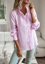 Load image into Gallery viewer, Women's Shirt Elegant Long Sleeve Ruched Stand Neck Office Lady Blouse Casual Button Shirts Harajuku Tunics Street Simple Tops
