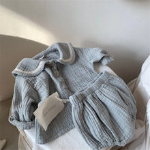 Load image into Gallery viewer, Navy Cotton Baby Outfit Set
